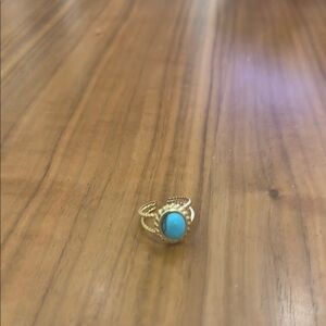 Gold and Turquoise adjustable colored Ring